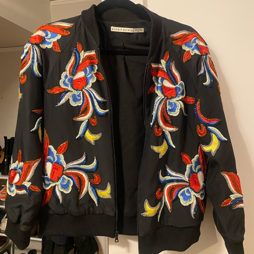 Alice + Olivia flower bomber jacket